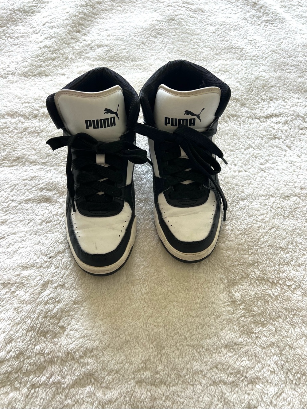 Puma Kids Black and White High-Top Sneakers